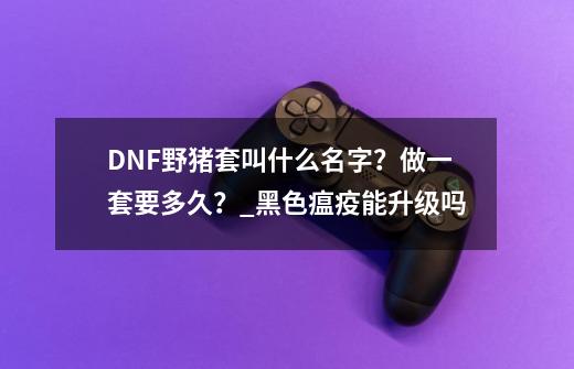 DNF野猪套叫什么名字？做一套要多久？_黑色瘟疫能升级吗-第1张-游戏-拼搏