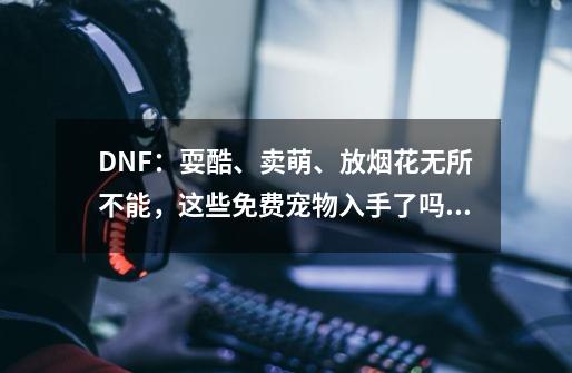 DNF：耍酷、卖萌、放烟花无所不能，这些免费宠物入手了吗？-第1张-游戏-拼搏