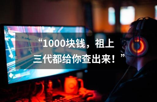 “1000块钱，祖上三代都给你查出来！”-第1张-游戏-拼搏